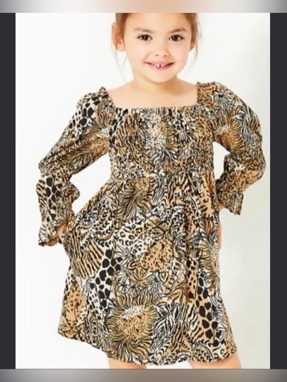 Lilly Pulitzer girls Beyonca babydoll brown lion dress Sz M 7-8 y.o
